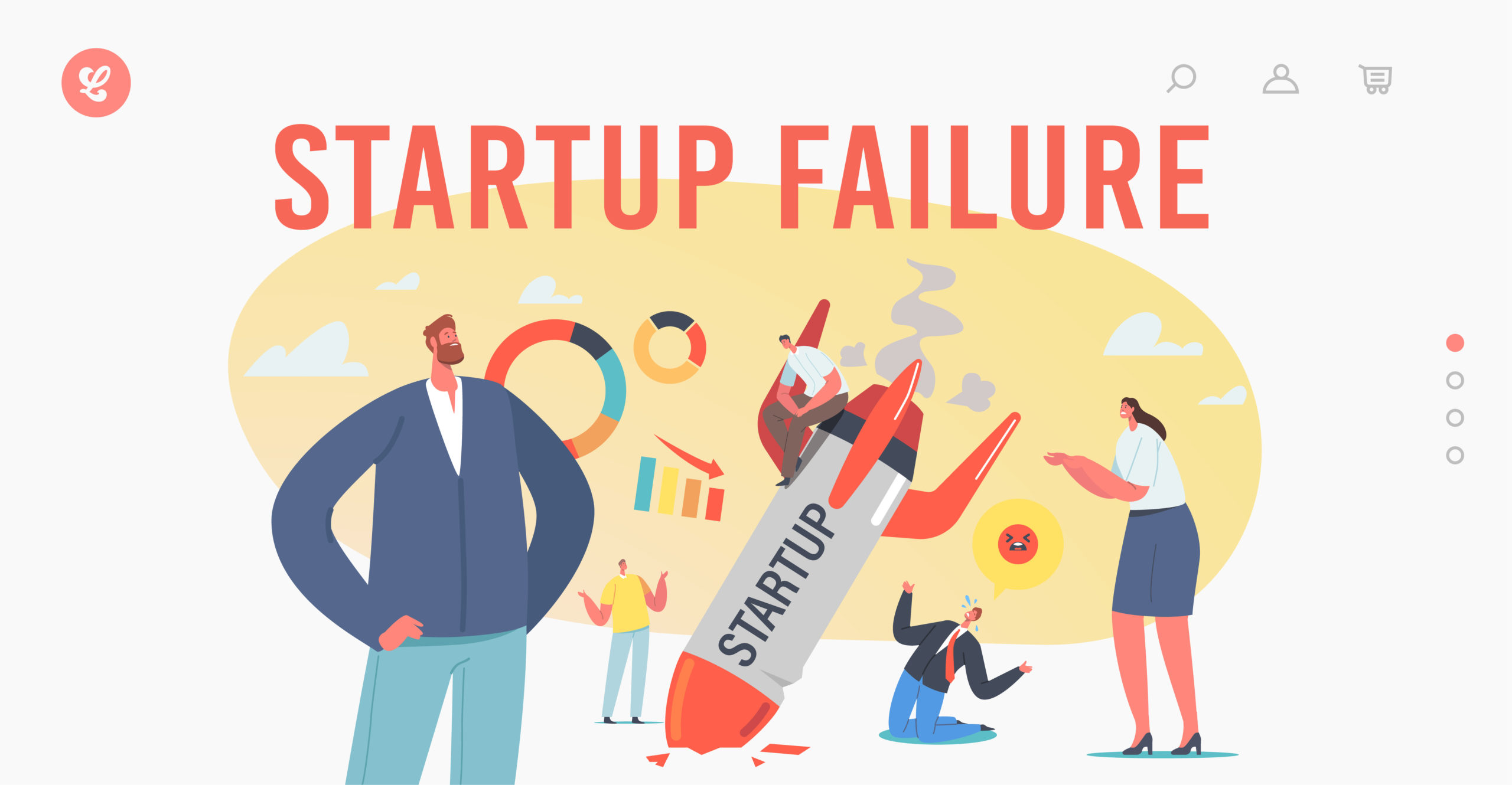 Start up failed. Стартап ракета. Flat illustration неудачи. Предприниматель шаблон.